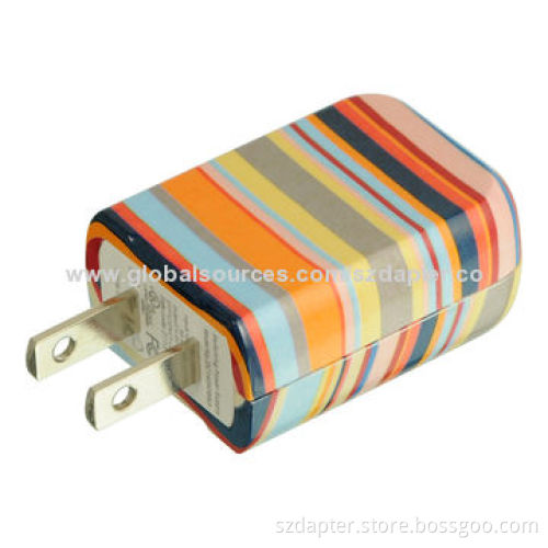 5V/1A Water Transfer Surface USB Mobile Phone Chargers with 1,000mAh Capacity, 65 x 35 x 19mm Size